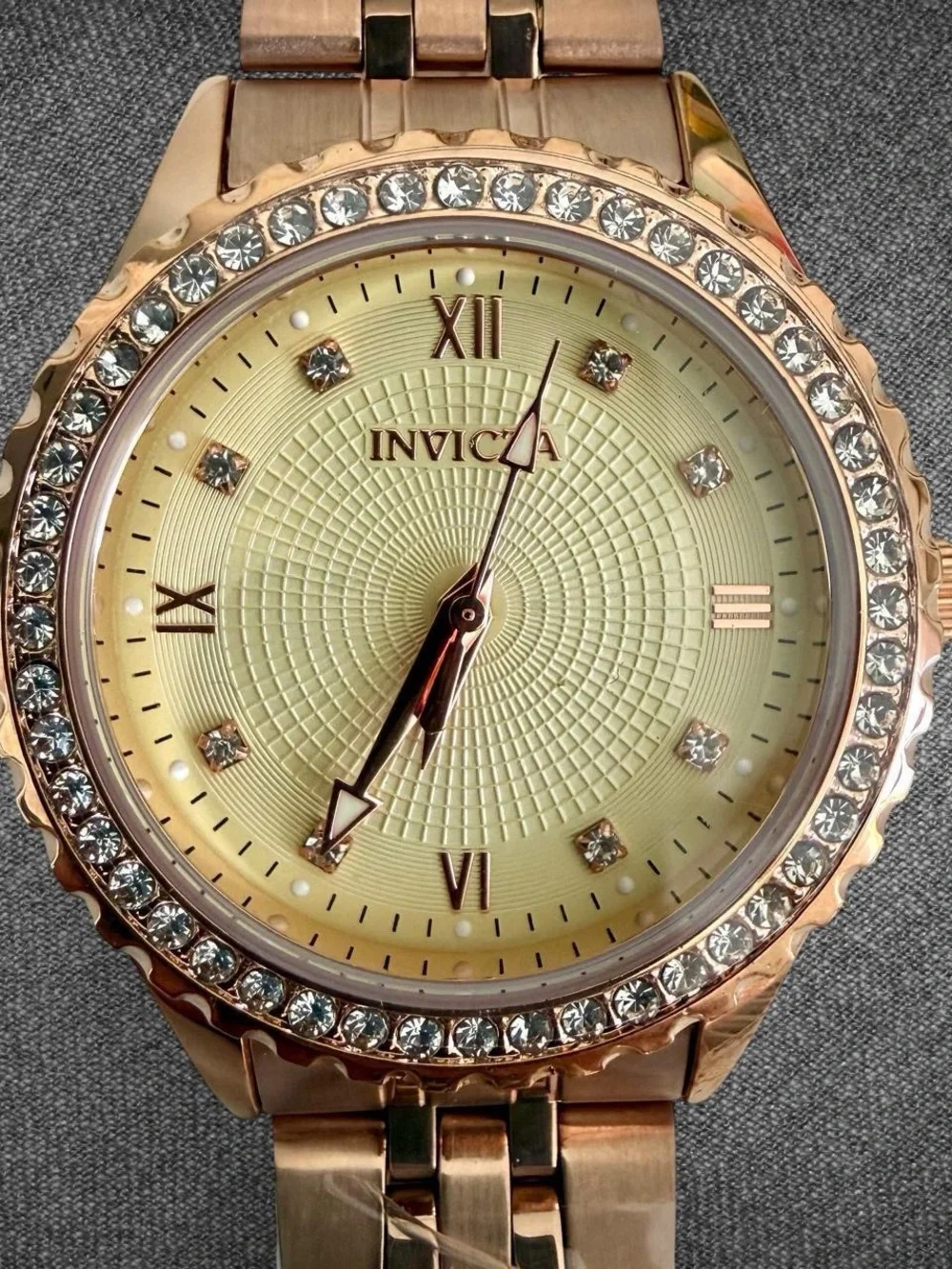 Invicta Rose Gold Tone Crystal Bezel Champagne Dial Women’s Watch